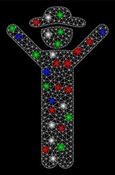 bright mesh network happy gentleman with light vector image