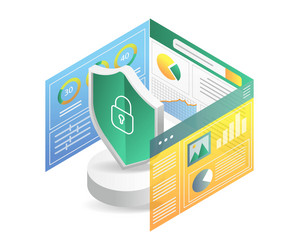 data analysis screen security isometric flat 3d vector