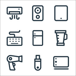 Electronic and device line icons linear set vector