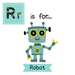 Robot Letter R Tracing Flashcard vector image
