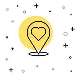 black line map pointer with heart icon isolated vector image