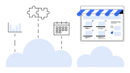 cloud integration for e-commerce with puzzle vector image
