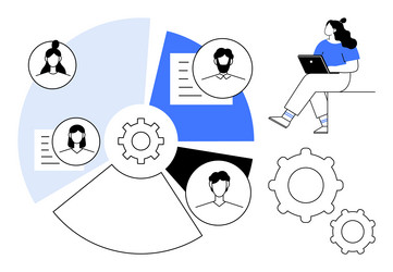 collaborative teamwork visualization with pie vector image
