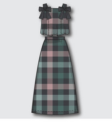 fashion plaid crop top and skirt vector