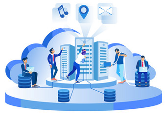 modern network data center hosting servers banner vector image