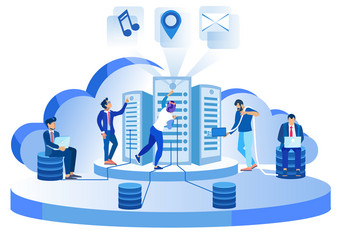 modern network data center hosting servers banner vector