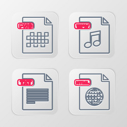 set line html file document txt wav and png icon vector image