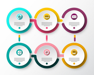 Six steps paper infographic layout with circles vector