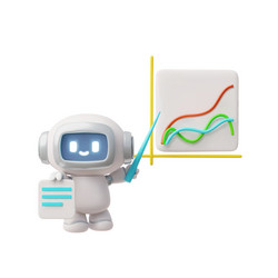chatbot robot with pointer stick shows diagram vector image
