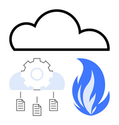 cloud computing with fire protection and file vector image