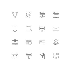 cyber security linear thin icons set outlined vector image