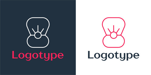 logotype line natural open shell with pearl icon vector image