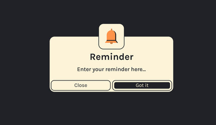 Reminder notification page with floating elements vector