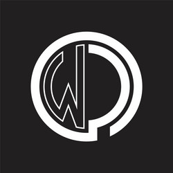 wc logo with circle rounded negative space design vector image