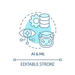 2d ai and ml concept linear icon vector image