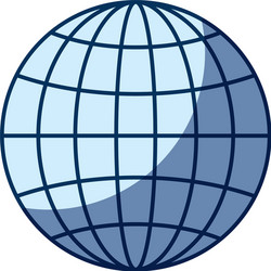 blue color silhouette shading of front view globe vector image