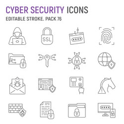 cyber security line icon set network vector image