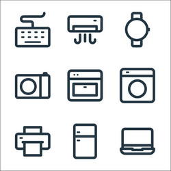 electronic and device line icons linear set vector image