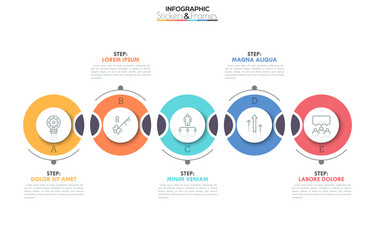 five separate round elements with thin line vector image