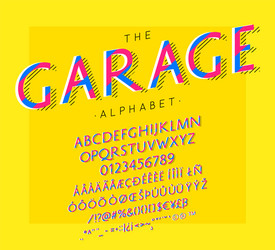 garage font and alphabet with numbers vector image