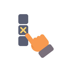 hand is pressing a delete button on touchscreen vector image