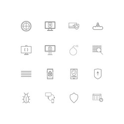 internet security linear thin icons set outlined vector image