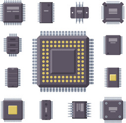 Microprocessor Chip Collection vector image