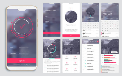 Mobile App UI/UX Screens - Login & Dashboard vector image