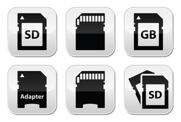 SD Card Adapter Buttons Set vector image