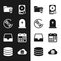 set tombstone with cross waiting delete folder vector image