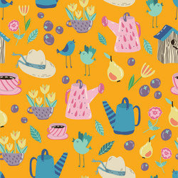 Spring garden seamless pattern Royalty Free Vector Image