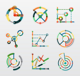 thin line chart logo set graph icons modern vector image