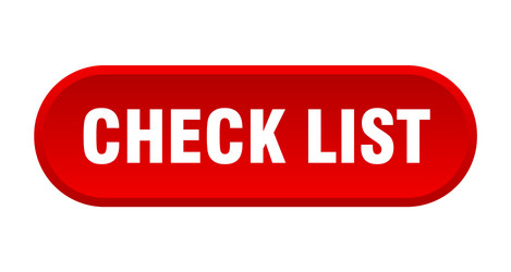 check list button rounded red sign vector image