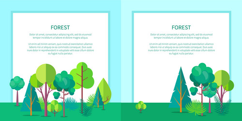 Forest web banner with trees and bushes vector