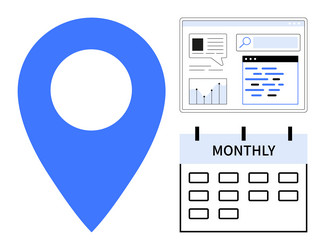 location marker with analytics dashboard vector image