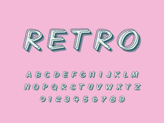 retro font and alphabet stock vector image