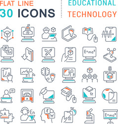 Set line icons educational technology vector