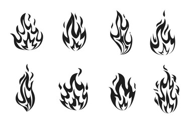 Flame fire set sketch Royalty Free Vector Image