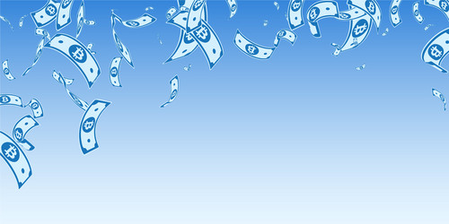 bitcoin internet currency notes falling random b vector image