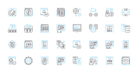 developer linear icons set code debug build vector image