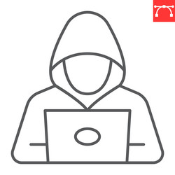 hacker with laptop line icon security vector image