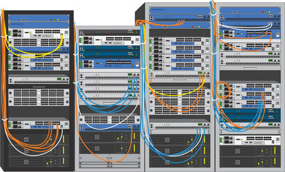 Multi-Server Data Center Rack System vector image