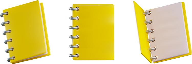 render of a yellow notepad or notebook vector image