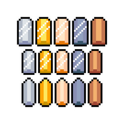 set 8-bit pixel graphics icons isolated vector image