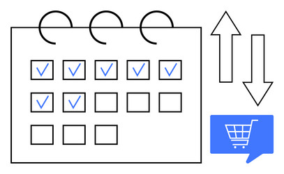 calendar with checkmarks up and down arrows vector image