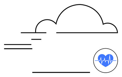cloud computing concept with heart monitor symbol vector image
