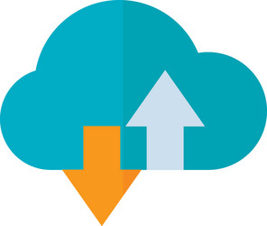 Cloud storage with up and down arrows flat style vector