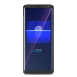 fingerprint scan on smartphone screen concept vector image