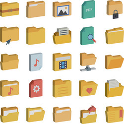 folder icon set every sing can easily modify vector image