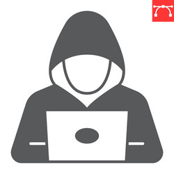 hacker with laptop glyph icon security vector image